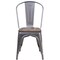 Merrick Lane Stackable Metal Vertical Slat Back Dining Chair with Textured Wood Seat